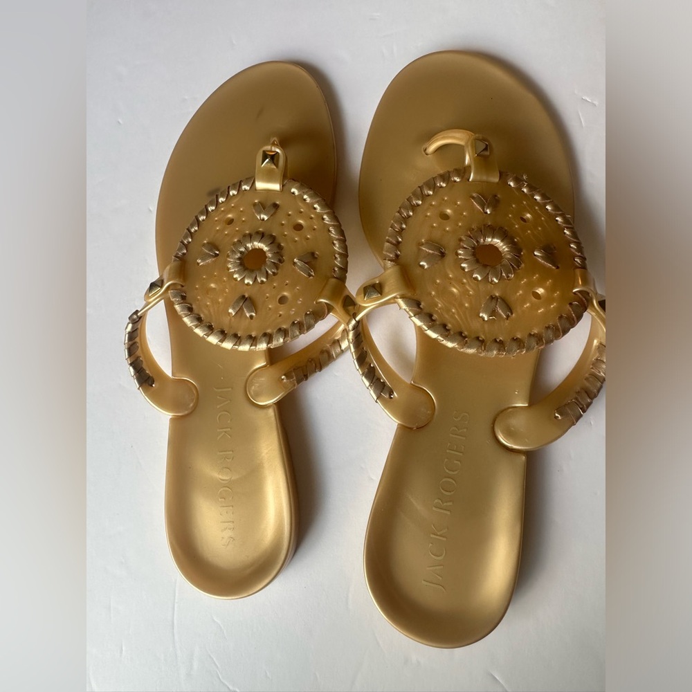 Jack Rogers Gold Jelly Thong Sandals